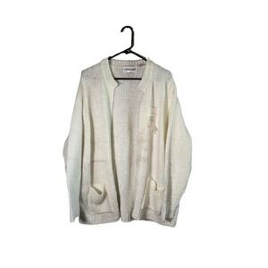 Silvercord Cardigan Sweater Womens 20W Beige Acrylic Tight Knit Open Front